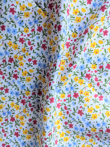 Yellow And Red Poly Cotton Flower Garden Fabric, Floral Fabric, Small Print Fabric Small Flower Fabric Fabric Quilting Fabric